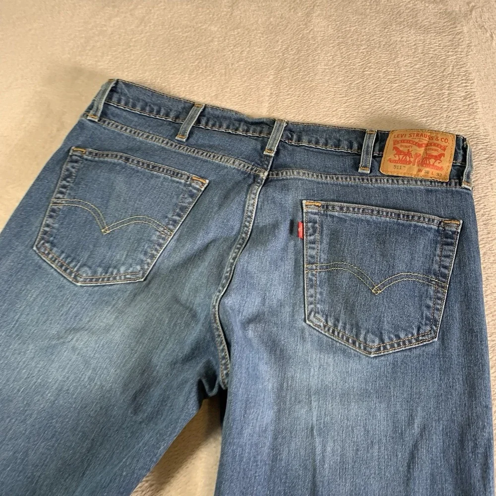 Levis‎ 511 Jeans Mens 38x32(38x28) Blue Denim Stretch Tapered Leg Mid Rise